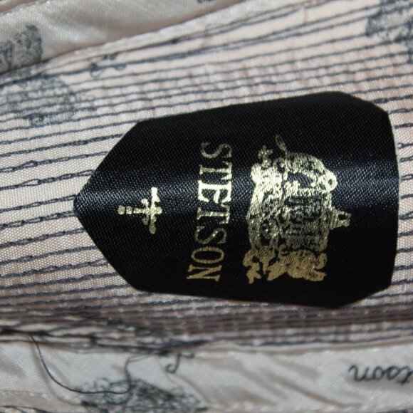 Stetson Tweed Fedora Wool Hat Size 7 1/4  black and white colorful feather - Picture 5 of 10